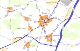 Prognose der Verkehrsstärken im gesamten Stadtgebiet 2030 mit Querspange